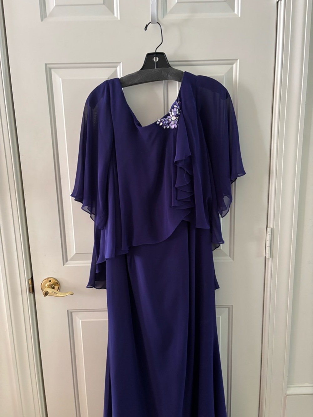 Elegant Mother of the Bride Purple Chiffon Layered Evening Dress